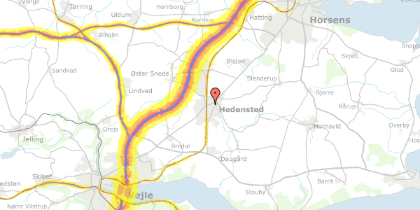 Trafikstøjkort på Hedebogade 21, 8722 Hedensted