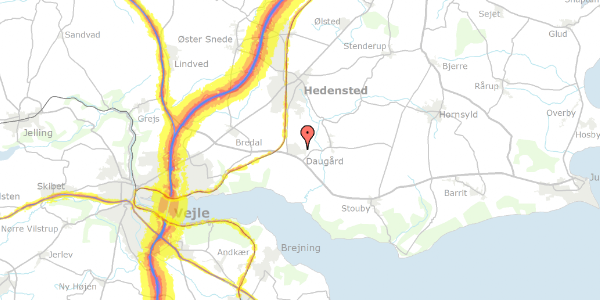 Trafikstøjkort på Hestehaven 7, 8721 Daugård