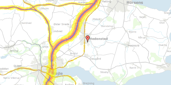 Trafikstøjkort på Hvedelunden 1, 8722 Hedensted