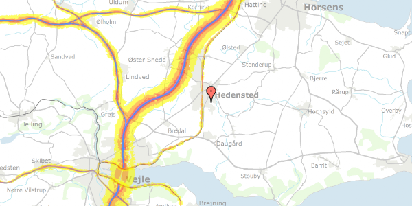 Trafikstøjkort på Hvedelunden 33, 8722 Hedensted