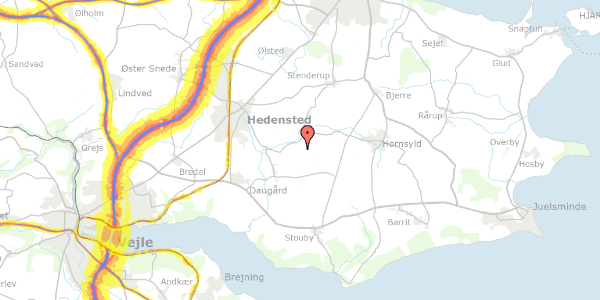 Trafikstøjkort på Hørmøllevej 21, 8722 Hedensted