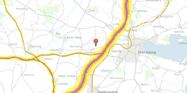 Trafikstøjkort på Korning Nørremark 14, 8700 Horsens
