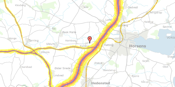 Trafikstøjkort på Korningvej 107, 8700 Horsens