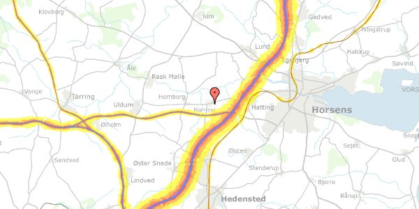 Trafikstøjkort på Korningvej 135A, 8700 Horsens