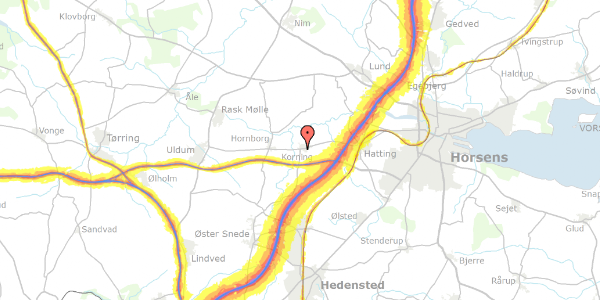 Trafikstøjkort på Korningvej 143, 8700 Horsens