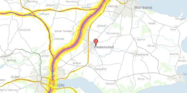 Trafikstøjkort på Lysagervænget 42, 8722 Hedensted