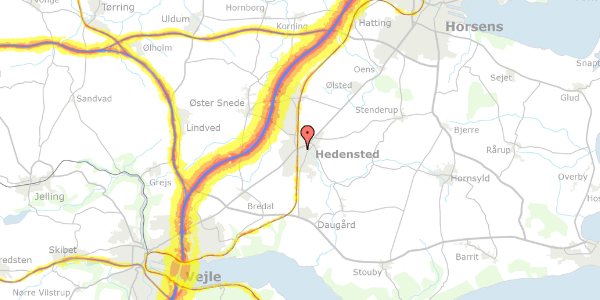 Trafikstøjkort på Løsningvej 15, 8722 Hedensted