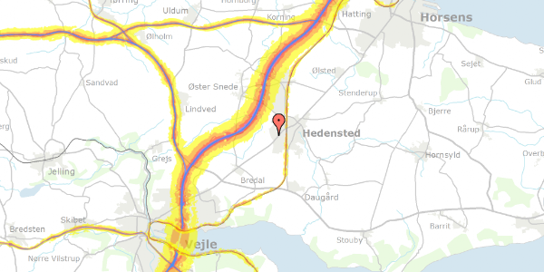 Trafikstøjkort på Olinesmindevej 49, 8722 Hedensted