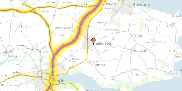 Trafikstøjkort på Præstegårdsvej 40, 8722 Hedensted