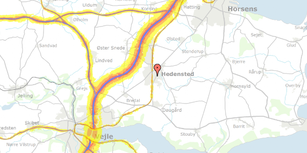 Trafikstøjkort på Smedegade 4, 8722 Hedensted