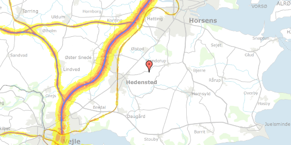 Trafikstøjkort på Spangkildevej 4, 8722 Hedensted