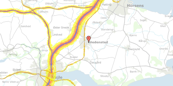 Trafikstøjkort på Østre Ringgade 25, 8722 Hedensted