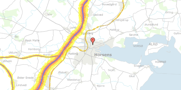 Trafikstøjkort på Allegade 12B, st. th, 8700 Horsens