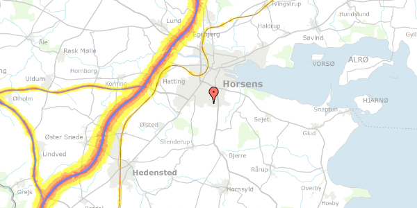 Trafikstøjkort på Anemonevej 206, 8700 Horsens