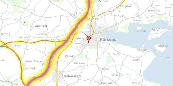 Trafikstøjkort på Apollovej 9, 8700 Horsens