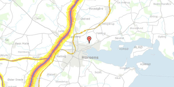 Trafikstøjkort på Askevej 35, 8700 Horsens