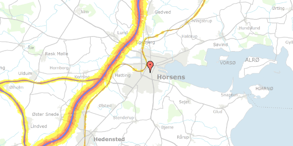 Trafikstøjkort på Beringsvej 1A, 8700 Horsens