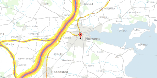 Trafikstøjkort på Beringsvej 45, 8700 Horsens