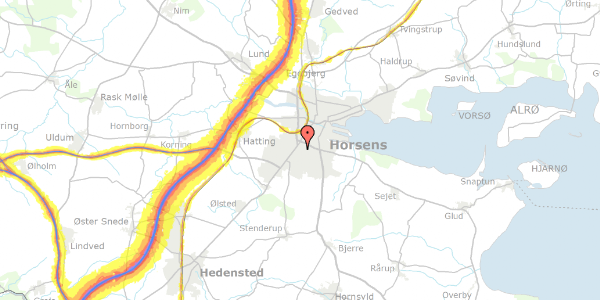 Trafikstøjkort på Beringsvej 72, 8700 Horsens