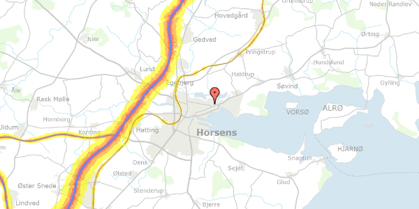 Trafikstøjkort på Beringsvænget 48, 1. th, 8700 Horsens