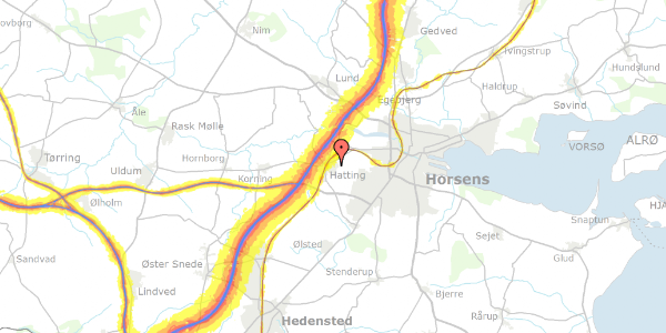 Trafikstøjkort på Bispevænget 15, 8700 Horsens