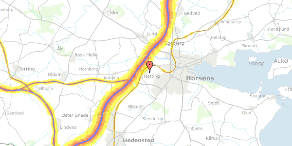 Trafikstøjkort på Bispevænget 25, 8700 Horsens