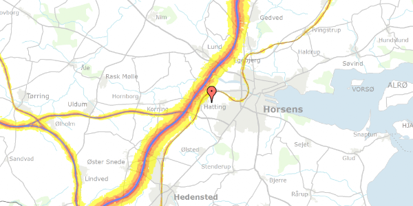 Trafikstøjkort på Bispevænget 32, 8700 Horsens