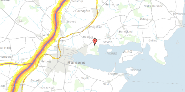 Trafikstøjkort på Bjergene 24, 8700 Horsens