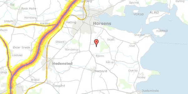 Trafikstøjkort på Bjerrelide 14, 8783 Hornsyld