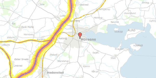 Trafikstøjkort på Bjerrevej 62, 8700 Horsens