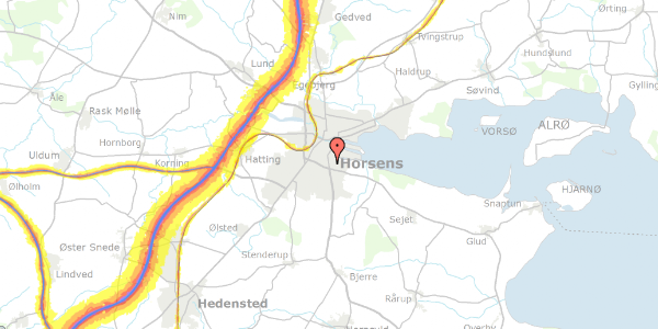 Trafikstøjkort på Bjerrevej 85, 8700 Horsens