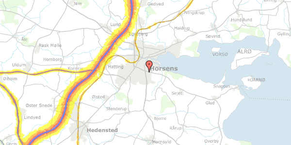 Trafikstøjkort på Bjerrevej 129, 8700 Horsens