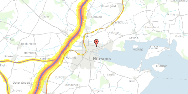 Trafikstøjkort på Blæsbjergvej 2A, 8700 Horsens