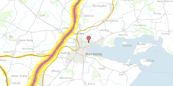 Trafikstøjkort på Blæsbjergvej 9, 8700 Horsens