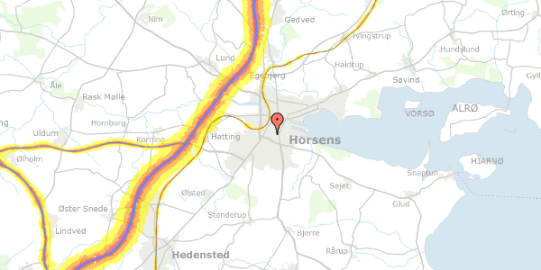 Trafikstøjkort på Bohrsvej 3, 8700 Horsens