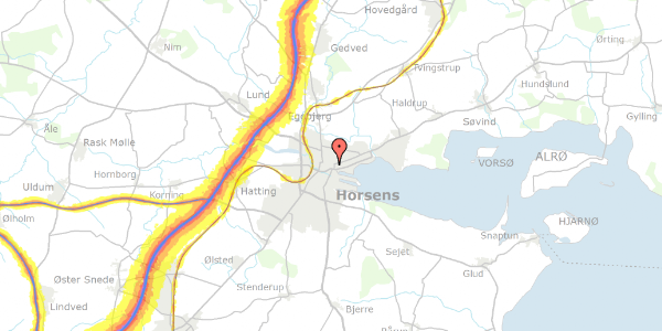 Trafikstøjkort på Borgergade 3, 4. tv, 8700 Horsens