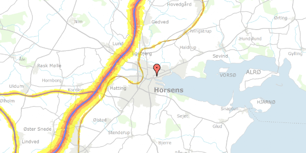 Trafikstøjkort på Borgergade 23C, 1. tv, 8700 Horsens