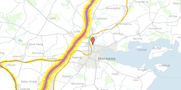 Trafikstøjkort på Borgmestervej 9C, 1. tv, 8700 Horsens