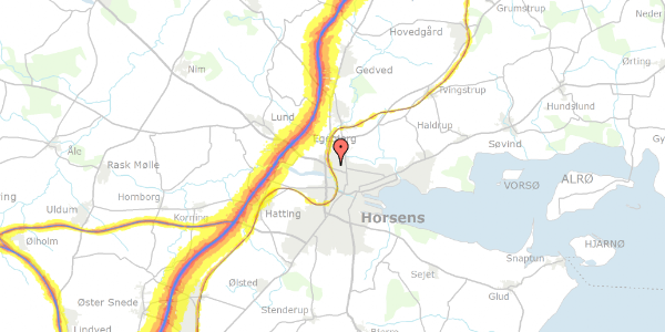 Trafikstøjkort på Borgmestervej 17, 8700 Horsens