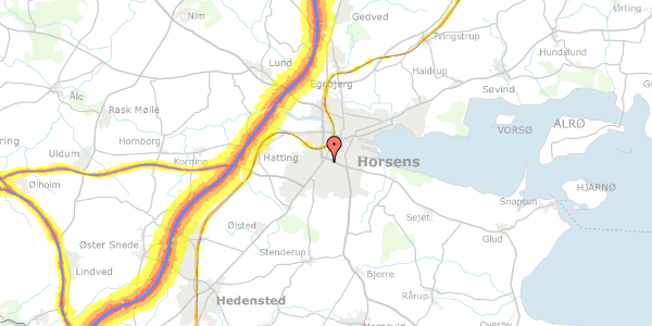 Trafikstøjkort på Bregnevej 12, 8700 Horsens