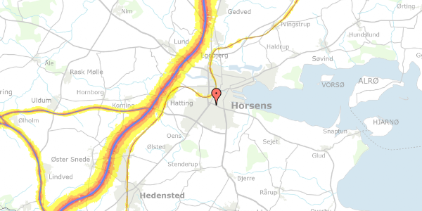 Trafikstøjkort på Bregnevej 20, 8700 Horsens