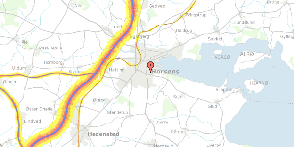 Trafikstøjkort på Brøndsalle 36, 8700 Horsens