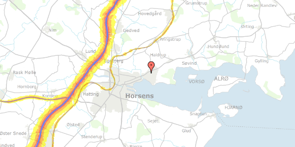 Trafikstøjkort på Bygaden 25, 8700 Horsens