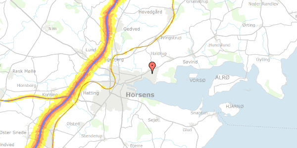 Trafikstøjkort på Byvangen 70, 8700 Horsens