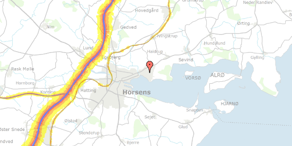 Trafikstøjkort på Byvangen 177, 8700 Horsens