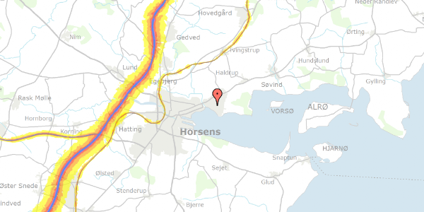 Trafikstøjkort på Byvangen 289, 8700 Horsens