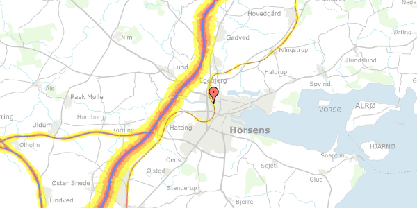 Trafikstøjkort på Bygholm Åvænget 3, 1. , 8700 Horsens