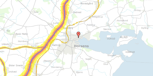 Trafikstøjkort på Bøghsgade 12, 8700 Horsens