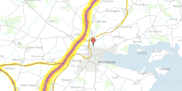 Trafikstøjkort på Carl Günthers Vej 16, 8700 Horsens