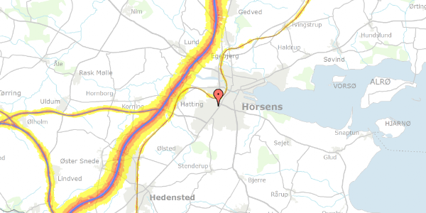 Trafikstøjkort på Cellovej 15, 8700 Horsens